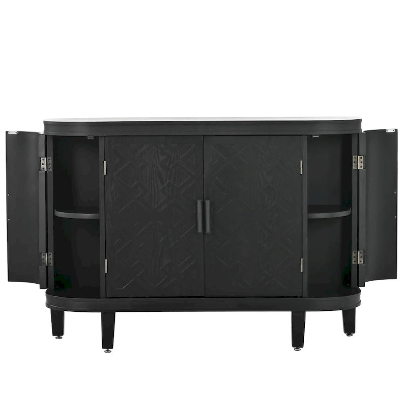Credenza con armadietto a vista, mobile in legno con ante a fantasia anticata per corridoio, ingresso, soggiorno