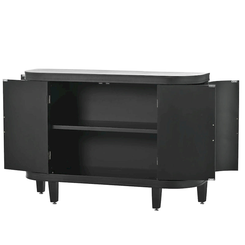 Credenza con armadietto a vista, mobile in legno con ante a fantasia anticata per corridoio, ingresso, soggiorno