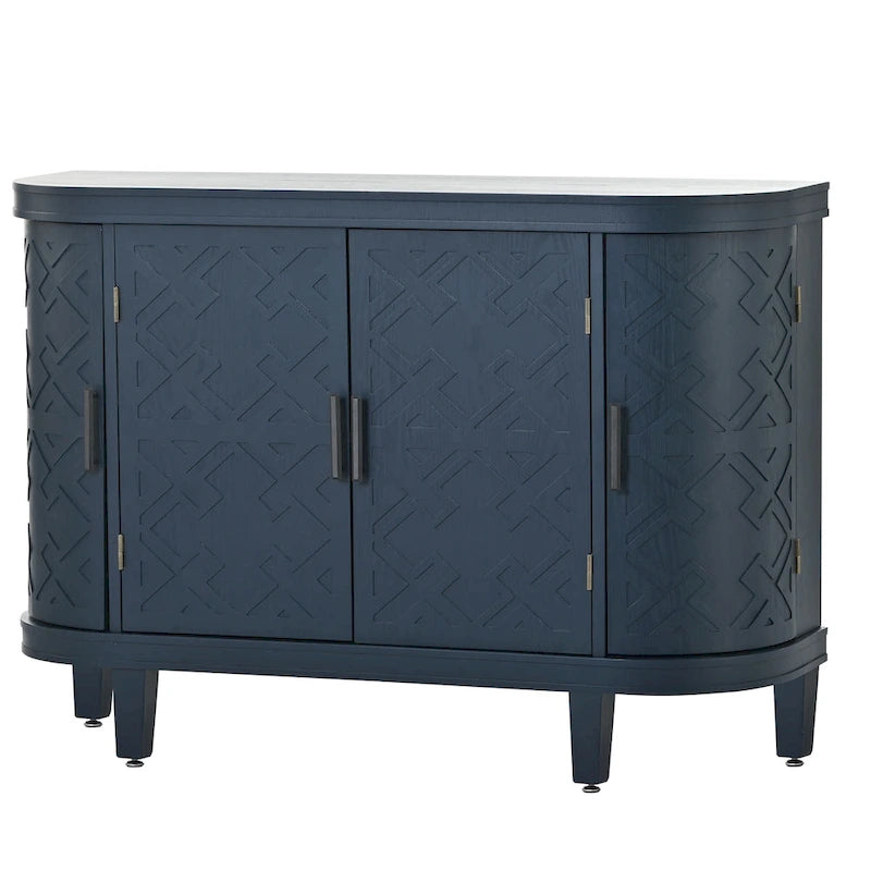 Credenza con armadietto a vista, mobile in legno con ante a fantasia anticata per corridoio, ingresso, soggiorno