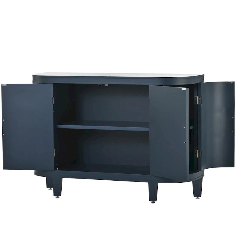 Credenza con armadietto a vista, mobile in legno con ante a fantasia anticata per corridoio, ingresso, soggiorno