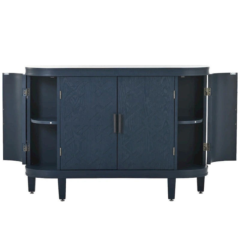 Credenza con armadietto a vista, mobile in legno con ante a fantasia anticata per corridoio, ingresso, soggiorno