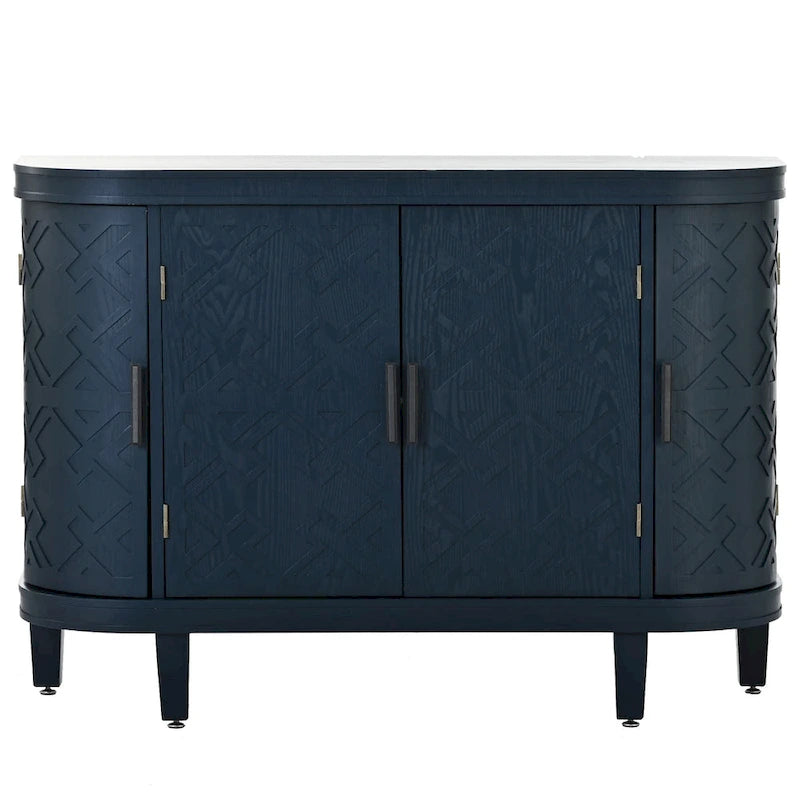 Credenza con armadietto a vista, mobile in legno con ante a fantasia anticata per corridoio, ingresso, soggiorno