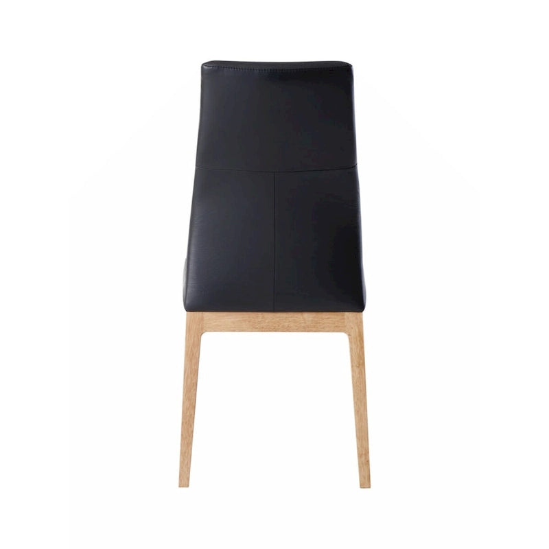 Sedia (Set-2), pelle nera e finitura noce