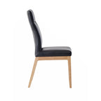 Sedia (Set-2), pelle nera e finitura noce