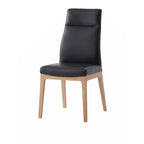 Sedia (Set-2), pelle nera e finitura noce