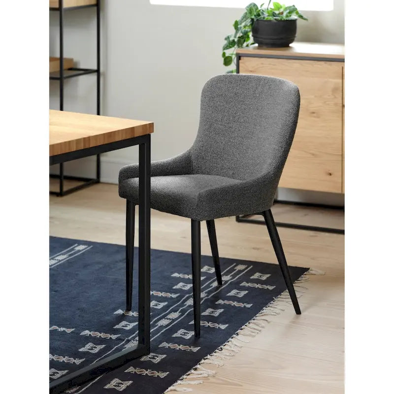 Sedie da pranzo Rye Studio Bouclé con gambe in acciaio nero, set da 2