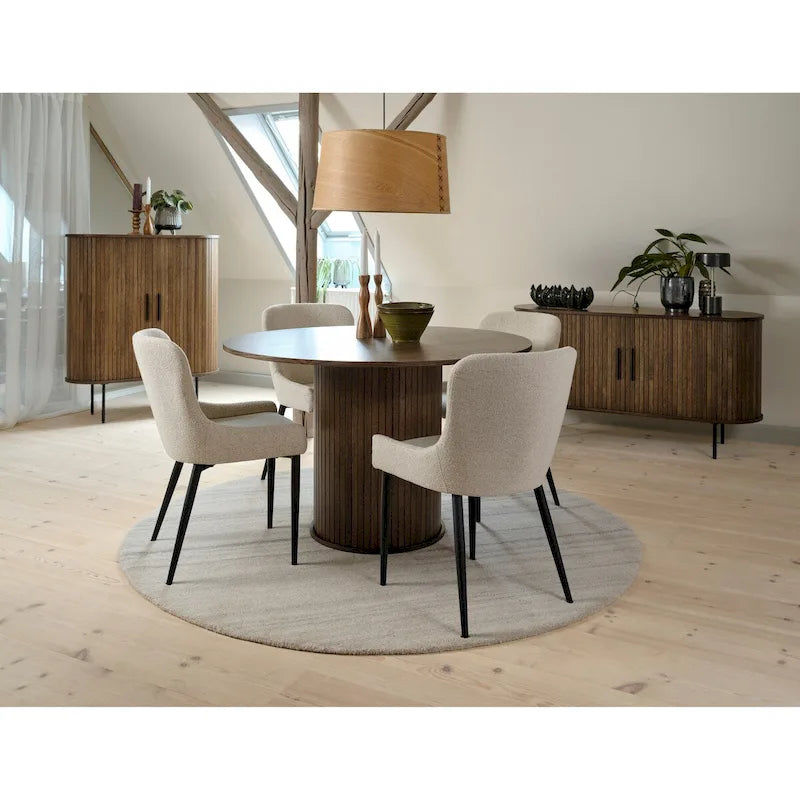 Sedie da pranzo Rye Studio Bouclé con gambe in acciaio nero, set da 2