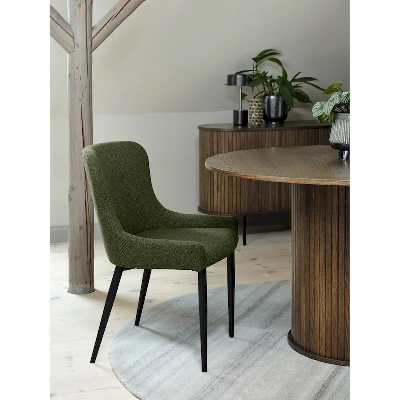Sedie da pranzo Rye Studio Bouclé con gambe in acciaio nero, set da 2