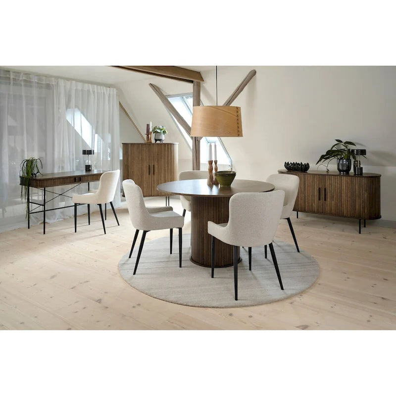 Sedie da pranzo Rye Studio Bouclé con gambe in acciaio nero, set da 2