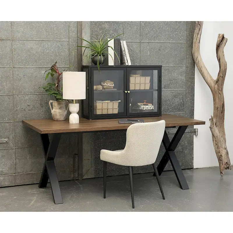 Sedie da pranzo Rye Studio Bouclé con gambe in acciaio nero, set da 2