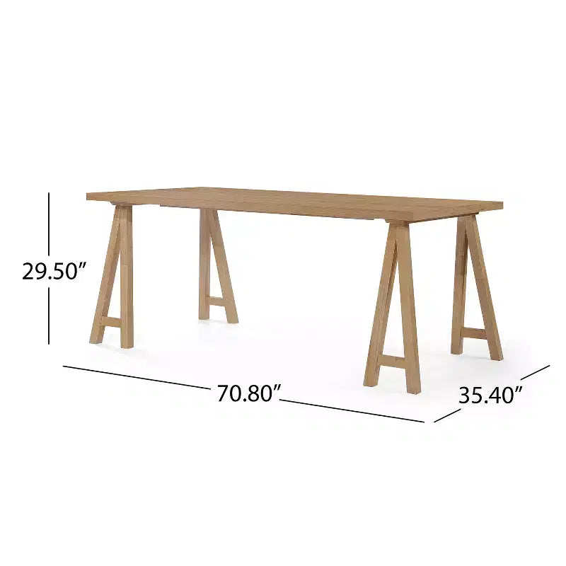 GDFStudio Hampton Set da pranzo 7 pezzi moderno di metà secolo in legno di caucciù imbottito