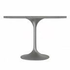 LeisureMod Verve Square Dining Table with White Marbleized Resin Top and Modern Brushed Steel Base for Kitchen