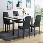 Mieres Set da pranzo moderno 5 pezzi con tavolo con ripiano in finto marmo e 4 sedie da pranzo rivestite in similpelle