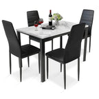 Mieres Set da pranzo moderno 5 pezzi con tavolo con ripiano in finto marmo e 4 sedie da pranzo rivestite in similpelle