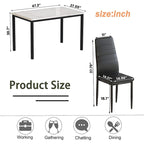 Mieres Set da pranzo moderno 5 pezzi con tavolo con ripiano in finto marmo e 4 sedie da pranzo rivestite in similpelle