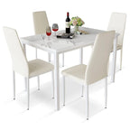 Mieres Set da pranzo moderno 5 pezzi con tavolo con ripiano in finto marmo e 4 sedie da pranzo rivestite in similpelle