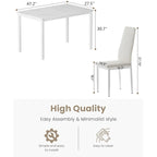 Mieres Set da pranzo moderno 5 pezzi con tavolo con ripiano in finto marmo e 4 sedie da pranzo rivestite in similpelle