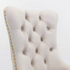 High-end Tufted Solid Wood Contemporary Velvet Upholstered Dining Chair with Golden Stainless Steel Plating Legs,Set of 2