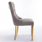 High-end Tufted Solid Wood Contemporary Velvet Upholstered Dining Chair with Golden Stainless Steel Plating Legs,Set of 2