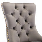 High-end Tufted Solid Wood Contemporary Velvet Upholstered Dining Chair with Golden Stainless Steel Plating Legs,Set of 2