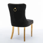High-end Tufted Solid Wood Contemporary Velvet Upholstered Dining Chair with Golden Stainless Steel Plating Legs,Set of 2
