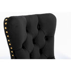 High-end Tufted Solid Wood Contemporary Velvet Upholstered Dining Chair with Golden Stainless Steel Plating Legs,Set of 2
