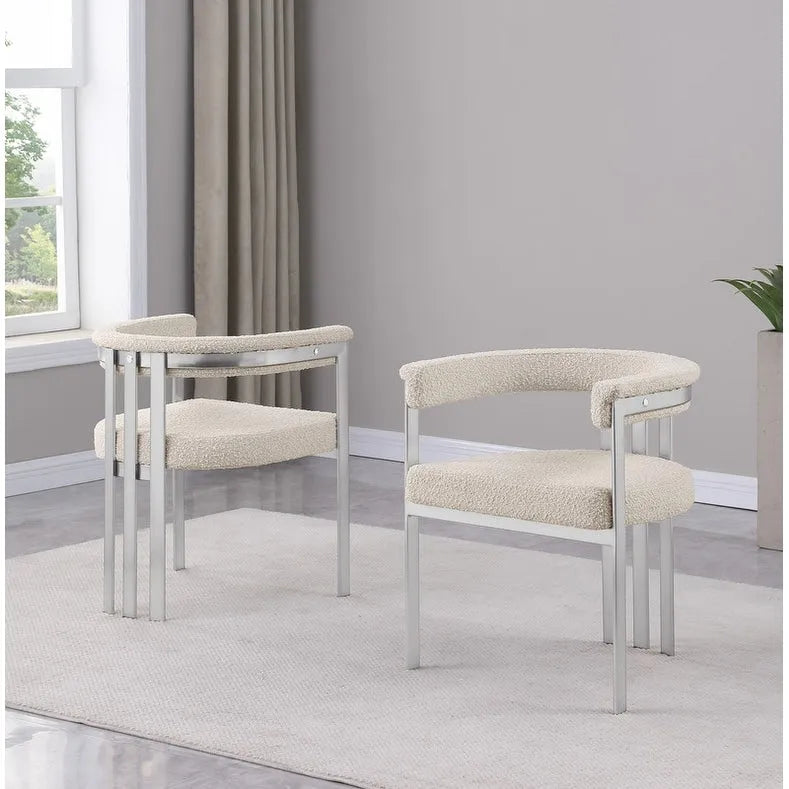 Sedie da pranzo con finitura cromata opaca spazzolata della migliore qualità (set da 2) - N/A