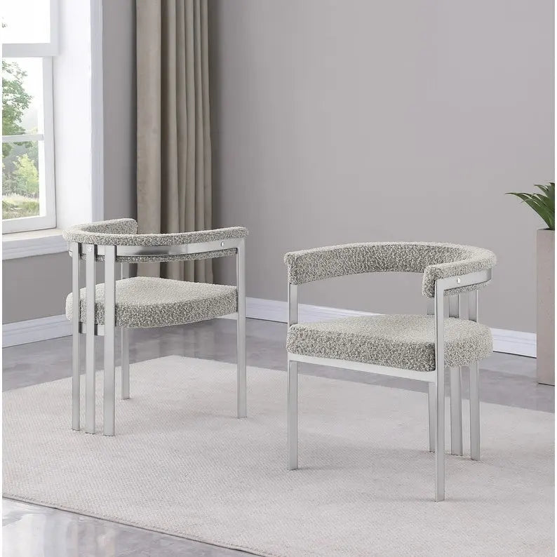 Sedie da pranzo con finitura cromata opaca spazzolata della migliore qualità (set da 2) - N/A