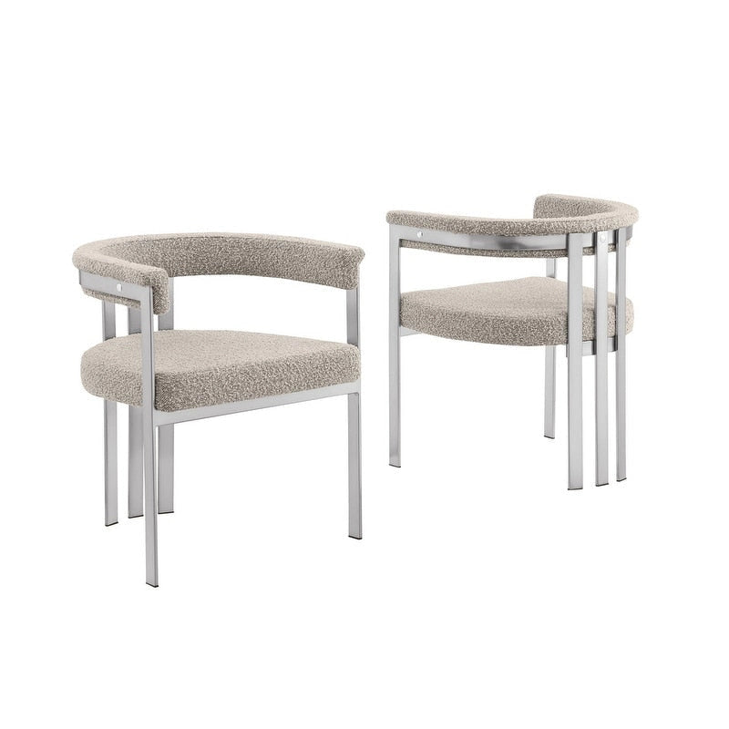 Sedie da pranzo con finitura cromata opaca spazzolata della migliore qualità (set da 2) - N/A