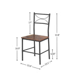 Set da pranzo piccolo quadrato marrone a 3 pezzi per angolo colazione, tavolo da bar in legno con sedie (set da 2) e struttura in acciaio