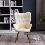 Roundhill Furniture Doarnin Contemporary Silky Velvet Tufted Button Back Accent Chair, White