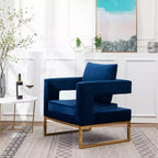 Roundhill Furniture Lenola Contemporary Upholstered Accent Arm Chair, Blue