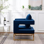 Roundhill Furniture Lenola Contemporary Upholstered Accent Arm Chair, Blue