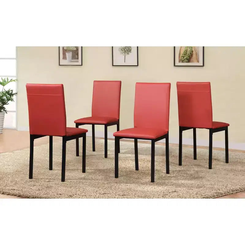 Citico 5-Piece Metal Dinette Set with Laminated Faux Marble Top, Red