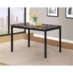Citico 5-Piece Metal Dinette Set with Laminated Faux Marble Top, Red
