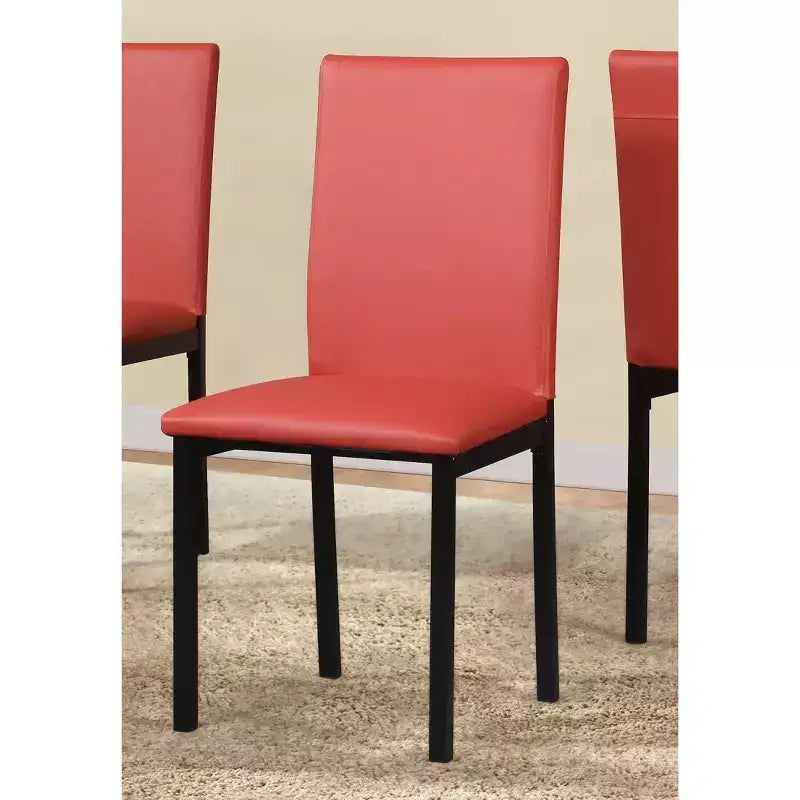 Citico 5-Piece Metal Dinette Set with Laminated Faux Marble Top, Red