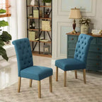 Sedia da pranzo Parsons trapuntata Roundhill Furniture Habit in legno massello, blu, set da 2