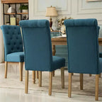 Sedia da pranzo Parsons trapuntata Roundhill Furniture Habit in legno massello, blu, set da 2