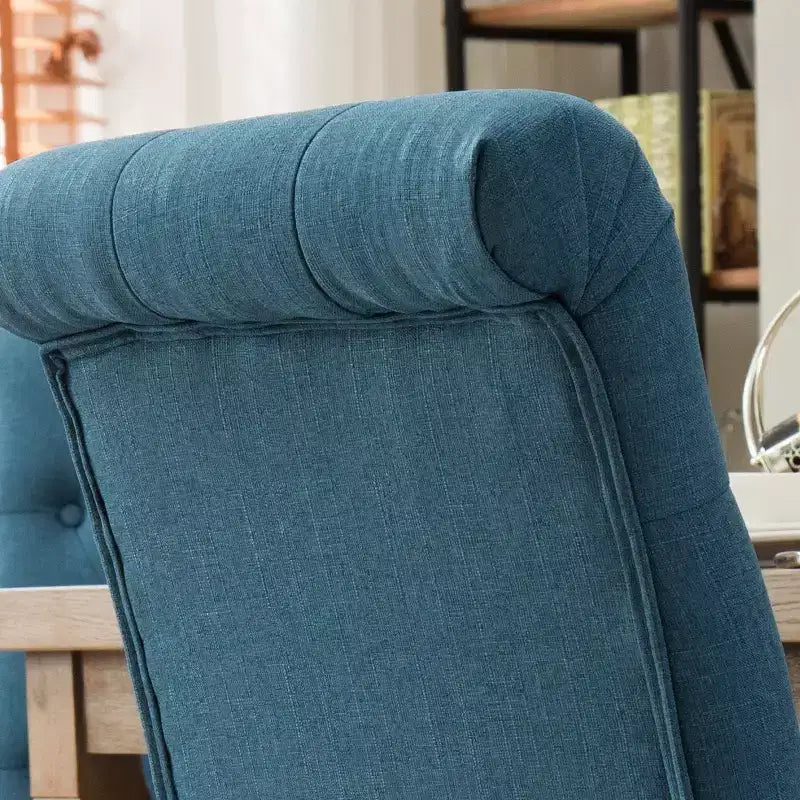 Sedia da pranzo Parsons trapuntata Roundhill Furniture Habit in legno massello, blu, set da 2