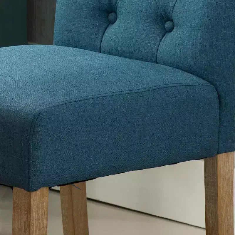 Sedia da pranzo Parsons trapuntata Roundhill Furniture Habit in legno massello, blu, set da 2