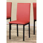 Roundhill Furniture Citico 5-Piece Dinette Set with Laminated Off-white Faux Marble Top, 4 Red Chairs