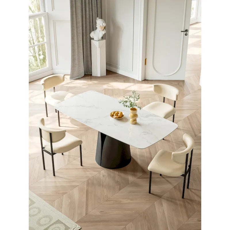 Tavolo da pranzo rettangolare moderno Lesly bianco da 165 cm per 6 persone - 165P95L75A