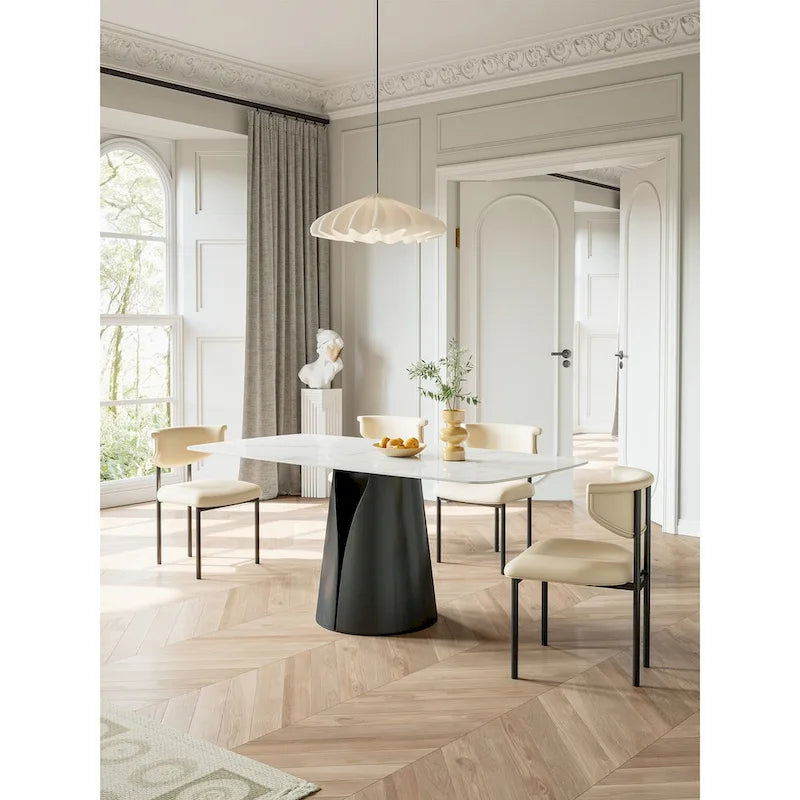 Tavolo da pranzo rettangolare moderno Lesly bianco da 165 cm per 6 persone - 165P95L75A