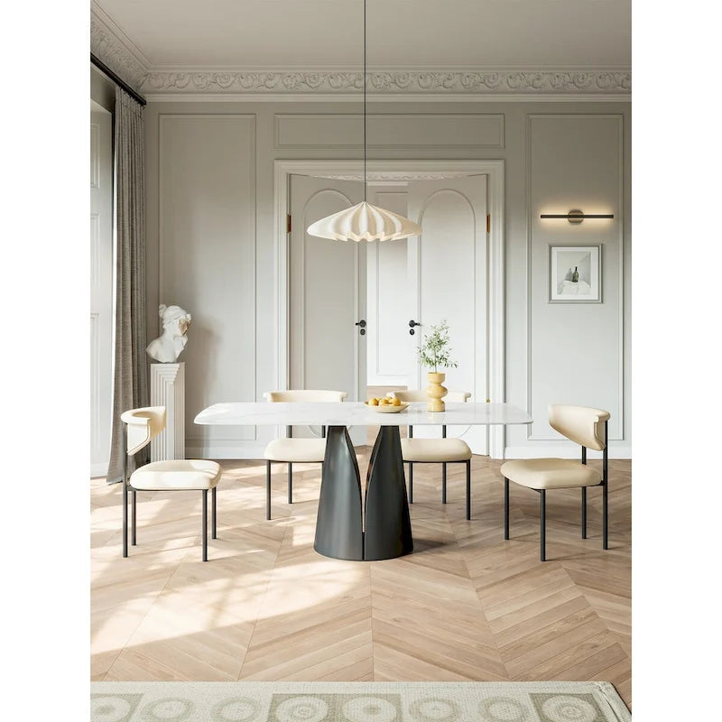 Tavolo da pranzo rettangolare moderno Lesly bianco da 165 cm per 6 persone - 165P95L75A