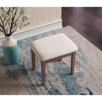 Roundhill Furniture Moniya Wood Makeup Vanity Table and Stool Set, Rose Gold