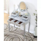 Set tavolo e sgabello da trucco in legno argento Ashley di Roundhill Furniture