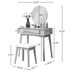 Maly Contemporary Wood Vanity and Stool Set, White