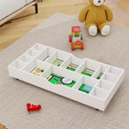 The 2 in 1 Rollaway Play Table and Toy Organizer Compatible with Lego Suitable for Storing Under Bed or Sofa-White (38 x 18.7 x 5.9)