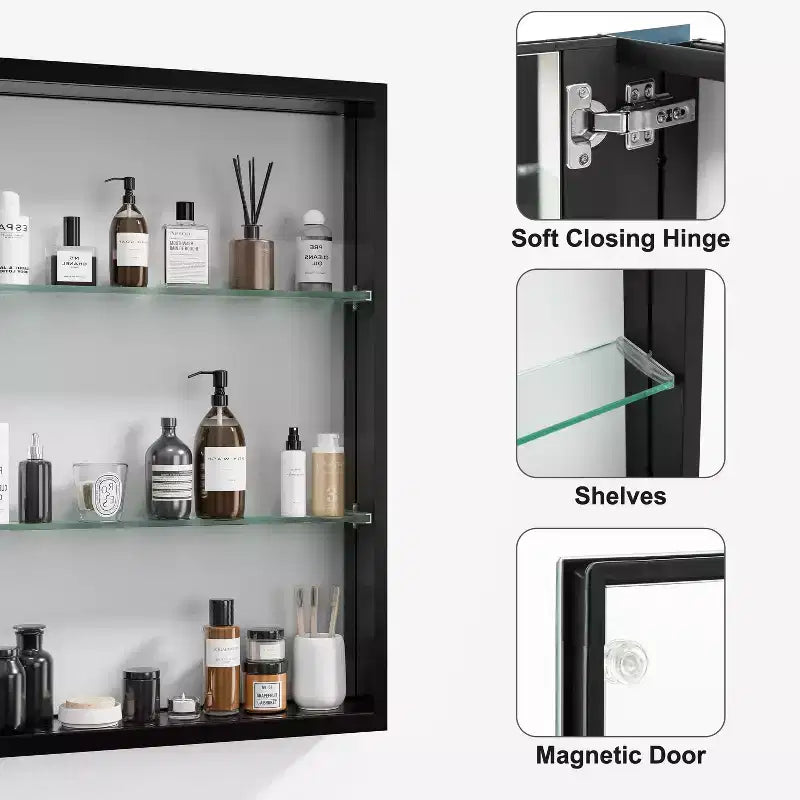 PexFix 26x20 Rectangle Recessed/Surface Mount Medicine Cabinet with Mirror