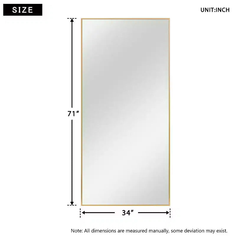 Dovelina Full Length Wall Mirror Large Standing Floor Mirror Black